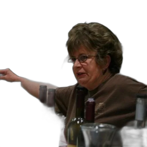 staff, bottle, food, woman, brown, shirt, surrounded, wine transparent PNG cut-out