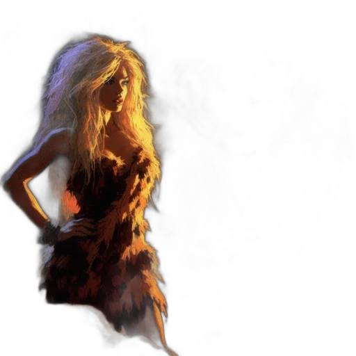 hair, dress, creature, concept art, fantasy art, photorealistic, 3d render, golden transparent PNG cut-out