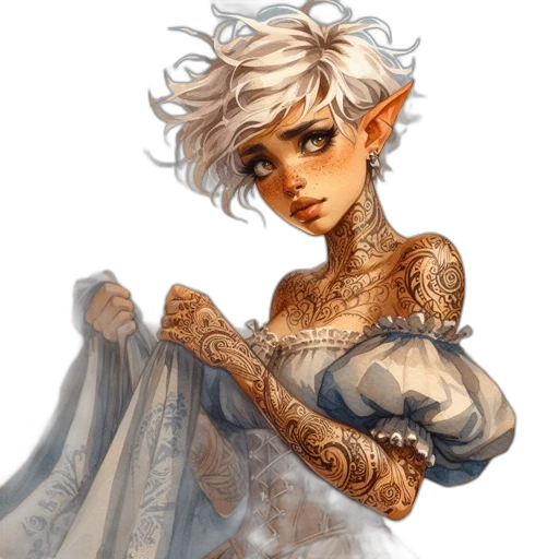 dress, jewelry, crown, fantasy art, concept art, watercolor, pixel art, golden transparent PNG cut-out