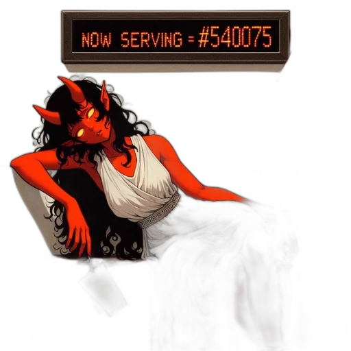 concept art, fantasy art, comic book art, neon lights, fire, red-skinned, horned, female transparent PNG cut-out