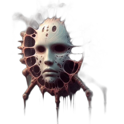 mask, face, creature, robot, concept art, 3d render, fantasy art, photorealistic transparent PNG cut-out
