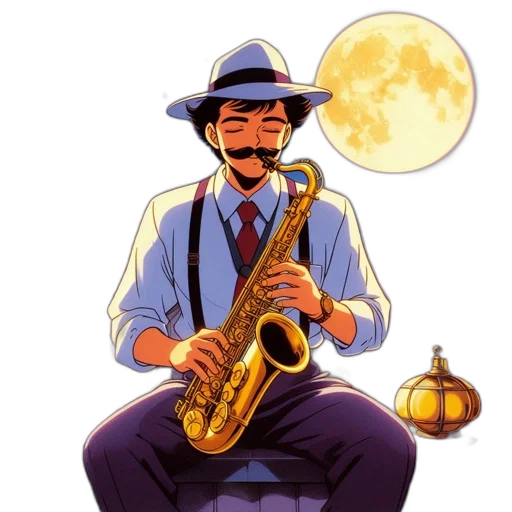 staff, cartoon, concept art, comic book art, pixel art, man, mustache, plays transparent PNG cut-out