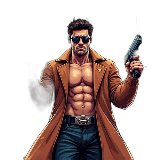 jacket, comic book art, concept art, cyberpunk, fantasy art, second, image, stylized transparent PNG cut-out