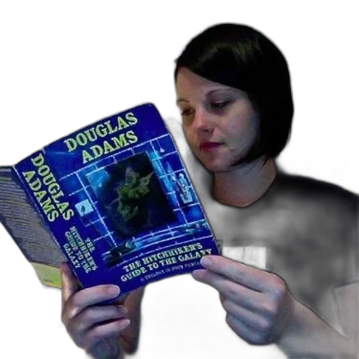 outer space, person, reading, hitchhiker, guide, galaxy, douglas, adams transparent PNG cut-out