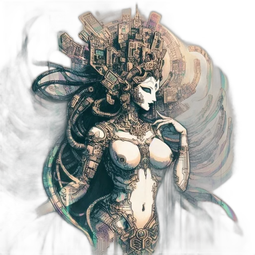 robot, crown, mask, dress, fantasy art, concept art, pixel art, comic book art transparent PNG cut-out