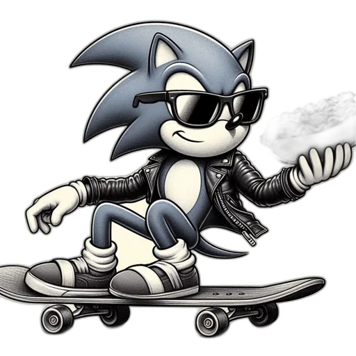 concept art, cartoon, comic book art, pixel art, stylized, animated, sonic, hedgehog transparent PNG cut-out