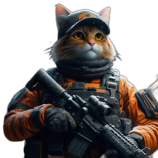 animal, weapon, staff, concept art, cyberpunk, pixel art, fantasy art, cat transparent PNG cut-out