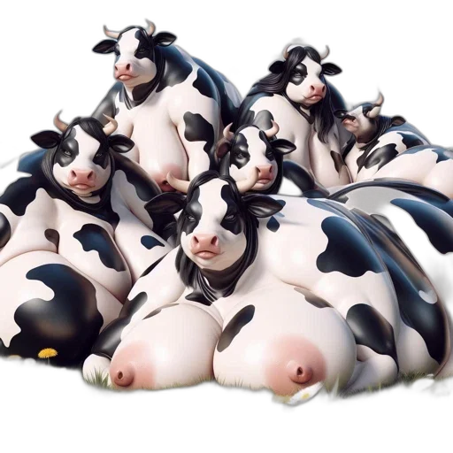 animal, 3d render, concept art, photorealistic, whimsical, cows, distinctive, patterns transparent PNG cut-out