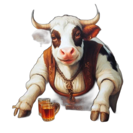 food, animal, concept art, photorealistic, fantasy art, pixel art, anthropomorphic, cow transparent PNG cut-out