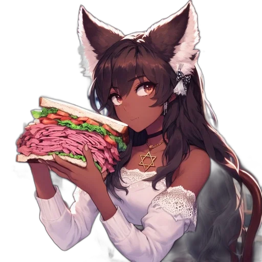 food, animal, creature, dress, anime, pixel art, vaporwave, fantasy art transparent PNG cut-out