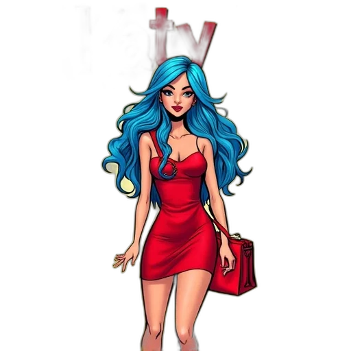dress, cartoon, concept art, fantasy art, comic book art, red, comic, book transparent PNG cut-out