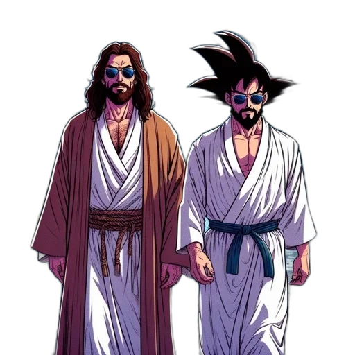 concept art, vaporwave, comic book art, pixel art, two, characters, dressed, white transparent PNG cut-out
