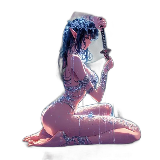 jewelry, dress, concept art, fantasy art, pixel art, cyberpunk, neon lights, animated transparent PNG cut-out