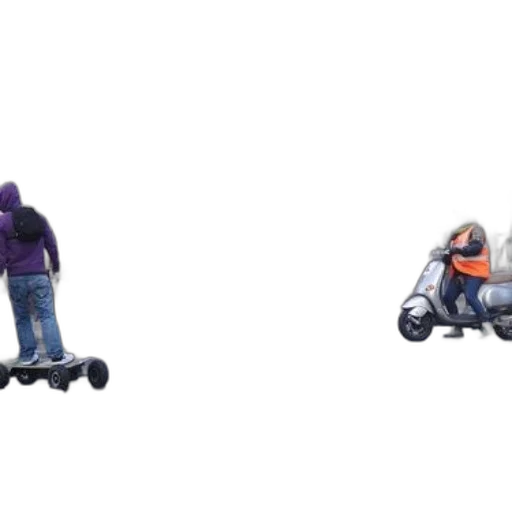 car, robot, concept art, 3d render, person, electric, skateboard, crosses transparent PNG cut-out
