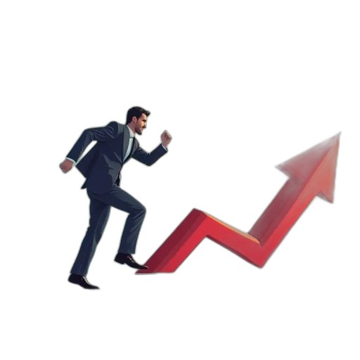 businessman, running, stairs, declining transparent PNG cut-out