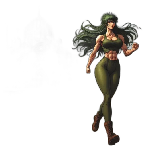 concept art, fantasy art, comic book art, pixel art, green, earth tones, woman, long transparent PNG cut-out