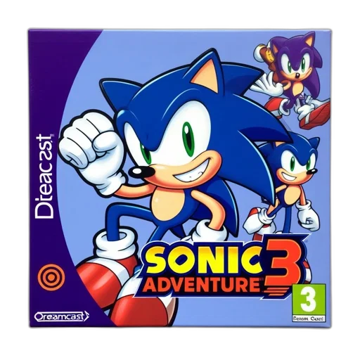pixel art, 3d render, concept art, video, game, box, sonic, adventure transparent PNG cut-out