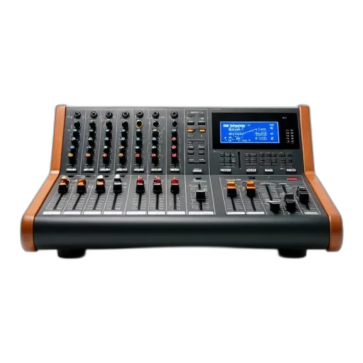 professional, audio, mixer, digital, display, multiple, knobs, buttons transparent PNG cut-out