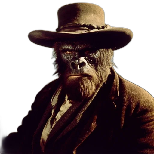 animal, mask, creature, hat, photorealistic, concept art, rugged, gorilla transparent PNG cut-out