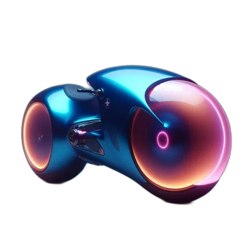 weapon, robot, mask, car, 3d render, concept art, vaporwave, cyberpunk transparent PNG cut-out
