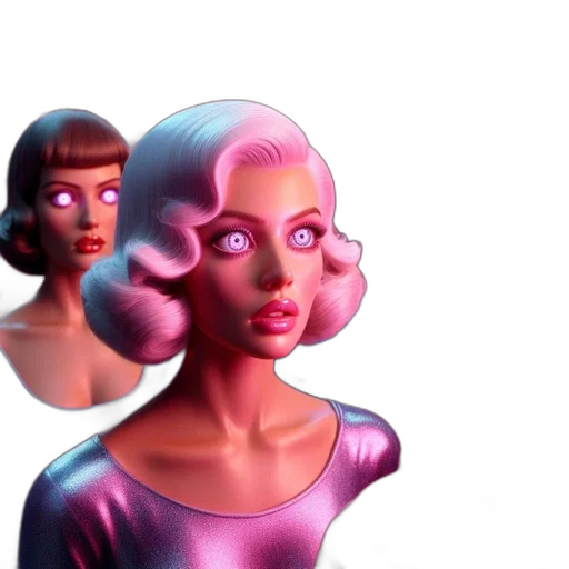 face, robot, hair, mask, 3d render, concept art, vaporwave, fantasy art transparent PNG cut-out
