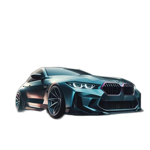 car, 3d render, concept art, photorealistic, fantasy art, futuristic, metallic, blue transparent PNG cut-out