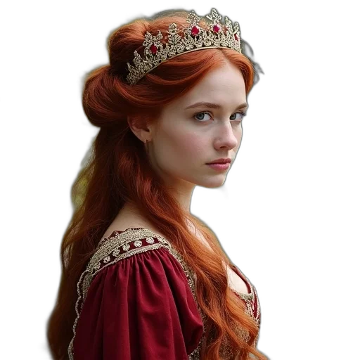 crown, dress, jewelry, face, photorealistic, fantasy art, oil painting, concept art transparent PNG cut-out