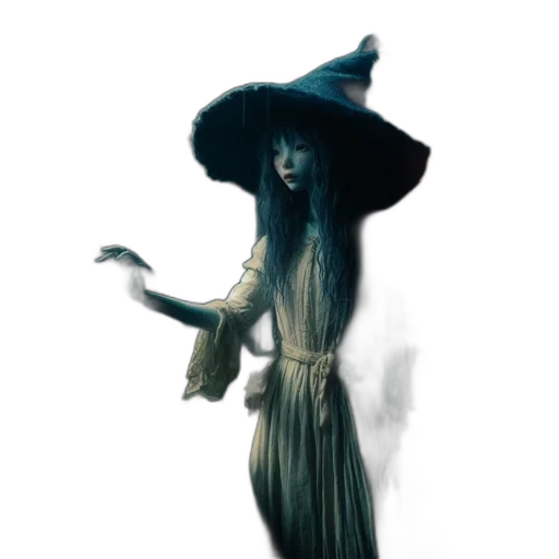 hat, dress, staff, creature, concept art, fantasy art, 3d render, photorealistic transparent PNG cut-out