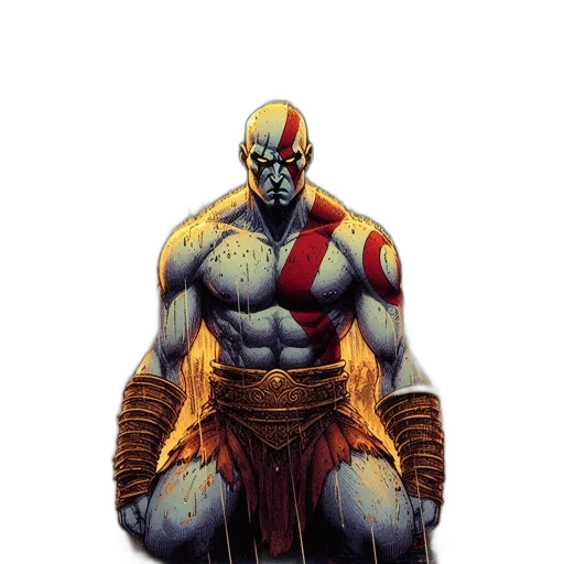 comic book art, concept art, fantasy art, pixel art, powerful, muscular, figure, red transparent PNG cut-out