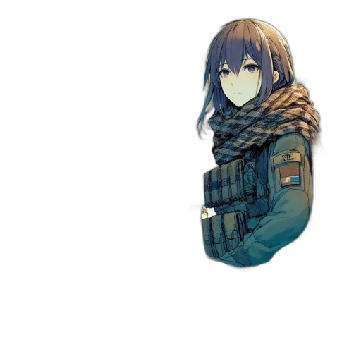 jacket, weapon, mask, face, pixel art, concept art, anime, watercolor transparent PNG cut-out