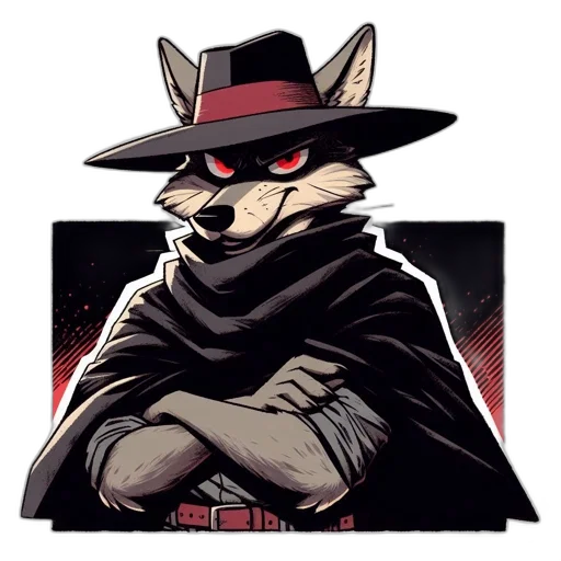 hat, jacket, staff, mask, comic book art, concept art, pixel art, cartoon transparent PNG cut-out