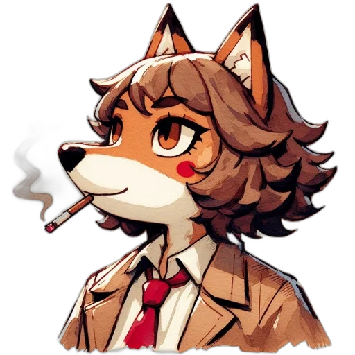 staff, animal, mask, jacket, pixel art, anime, vaporwave, concept art transparent PNG cut-out