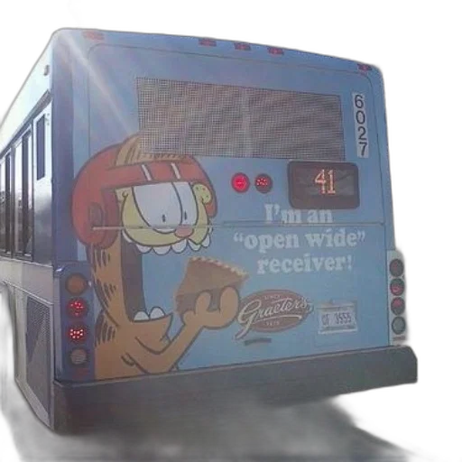 robot, car, 3d render, concept art, photorealistic, cartoon, garfield-themed, bus transparent PNG cut-out