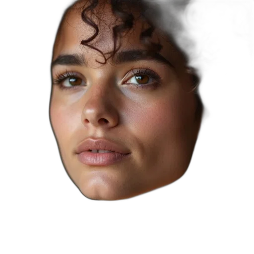 face, mask, crown, hair, photorealistic, concept art, 3d render, fantasy art transparent PNG cut-out