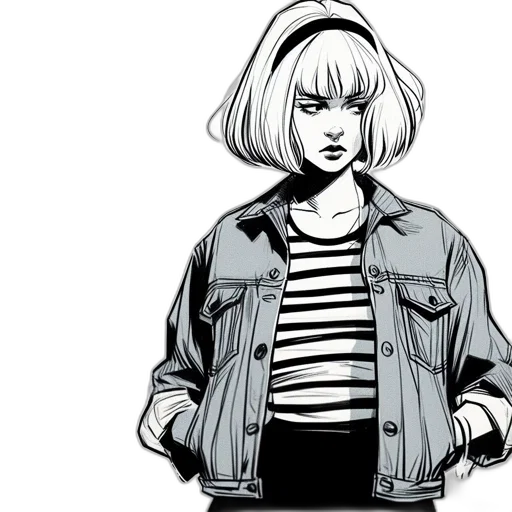 jacket, face, dress, robot, comic book art, concept art, cartoon, cyberpunk transparent PNG cut-out
