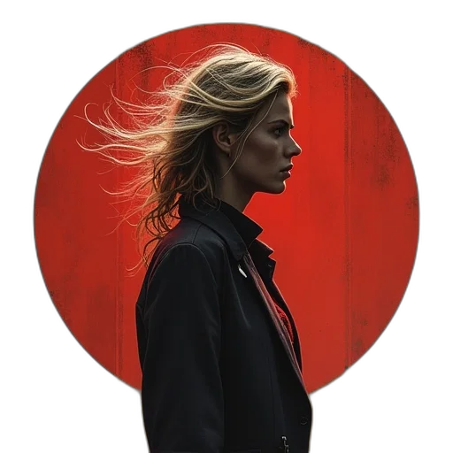 jacket, face, hair, staff, photorealistic, concept art, red, dark transparent PNG cut-out