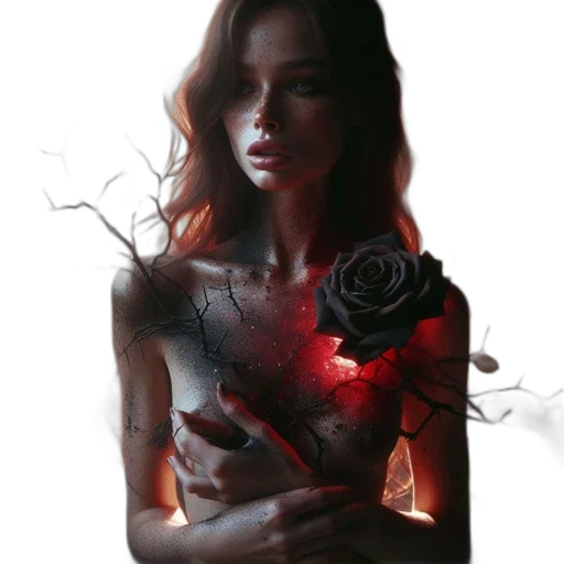 dress, flower, jewelry, concept art, photorealistic, comic book art, fantasy art, fire transparent PNG cut-out