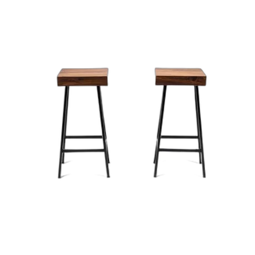 furniture, 3d render, concept art, pair, wooden, bar, stools, dark transparent PNG cut-out