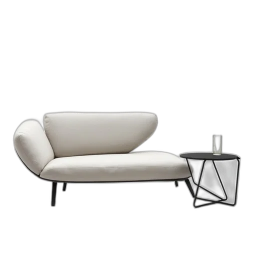 furniture, 3d render, monochrome, modern, minimalist, sofa, curved, cushioned transparent PNG cut-out