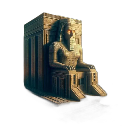 robot, furniture, mask, crown, 3d render, concept art, pixel art, fantasy art transparent PNG cut-out