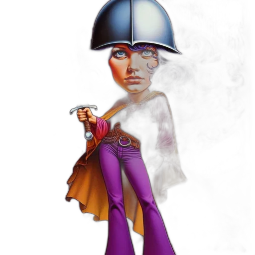 robot, staff, sword, hat, concept art, comic book art, fantasy art, 3d render transparent PNG cut-out