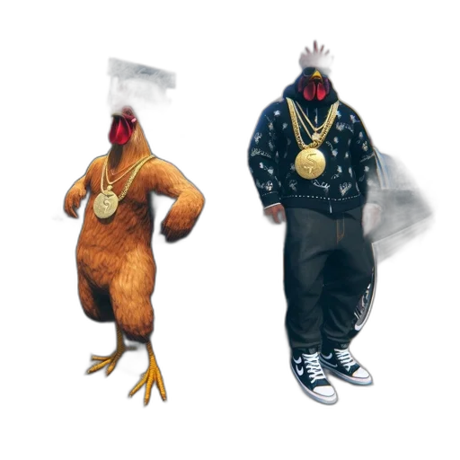 concept art, pixel art, 3d render, fantasy art, two, anthropomorphic, roosters, stand transparent PNG cut-out