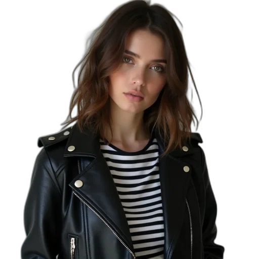 jacket, dress, face, hair, photorealistic, concept art, cartoon, dark transparent PNG cut-out