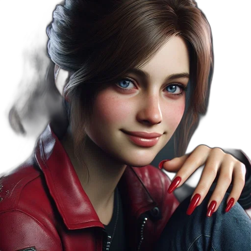 jacket, face, photorealistic, concept art, fantasy art, comic book art, red, close-up transparent PNG cut-out