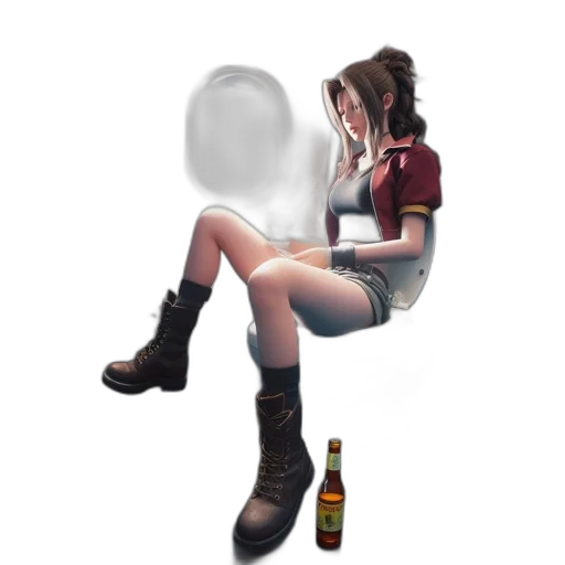 bottle, jacket, robot, face, concept art, pixel art, 3d render, fantasy art transparent PNG cut-out