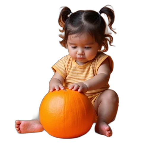 photorealistic, 3d render, child, playing, orange, object transparent PNG cut-out