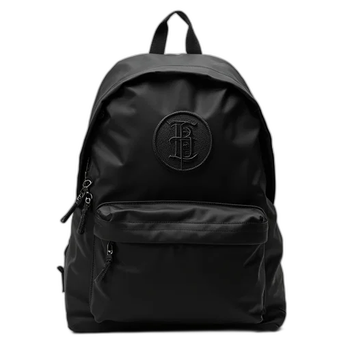 black, polyester, backpack, embroidery transparent PNG cut-out
