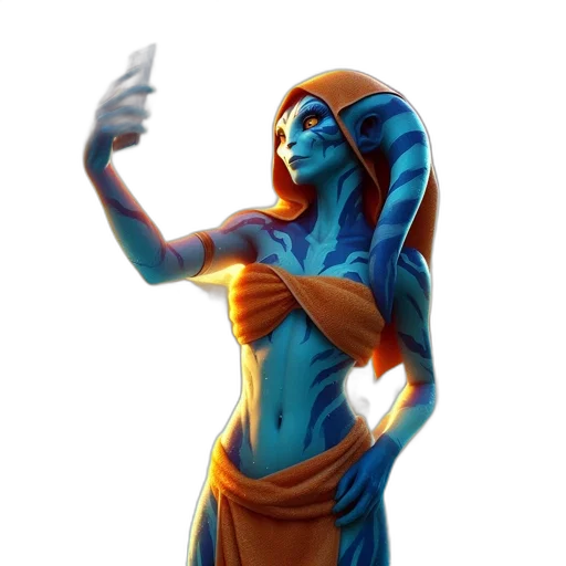 staff, dress, robot, concept art, fantasy art, comic book art, 3d render, underwater transparent PNG cut-out