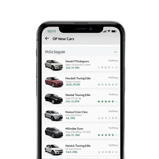 car, smartphone, screen, displaying, list, models, their, prices transparent PNG cut-out