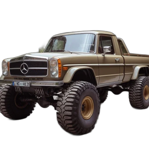 car, weapon, photorealistic, 3d render, concept art, old-school, mercedes-benz, truck transparent PNG cut-out